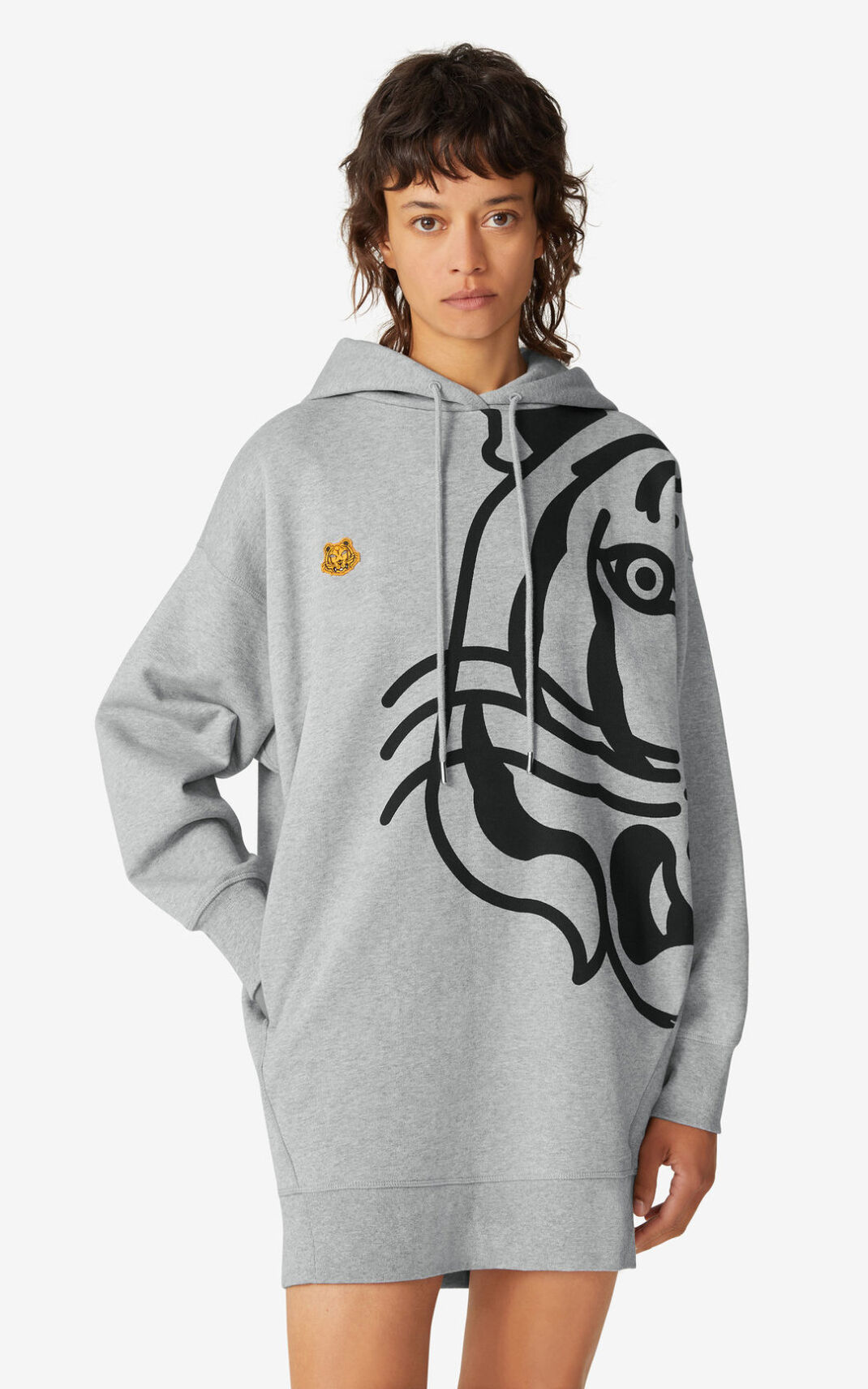 Kenzo K Tiger oversized hooded sweatshirt φορέματα γυναικεια γκρι | GR007182